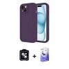 MARSİLYAN™- iPhone 14 Kılıf Yankı Yansıma Özel Seri - Siyah Bilvis 5in1 5D Magic Hayalet Cam Ekran Koruyucu + Mavi PVD Metal Kamera Lens