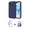 MARSİLYAN™- iPhone 14 Kılıf Yankı Yansıma Özel Seri - Siyah Bilvis 5in1 5D Magic Hayalet Cam Ekran Koruyucu + Shine Kamera Lens - KI