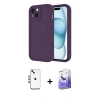 MARSİLYAN™- iPhone 14 Kılıf Yankı Yansıma Özel Seri - Siyah Bilvis 5in1 5D Magic Hayalet Cam Ekran Koruyucu + Shine Kamera Lens - GI