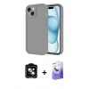 MARSİLYAN™- iPhone 14 Kılıf Yankı Yansıma Özel Seri - Siyah Bilvis 5in1 5D Magic Hayalet Cam Ekran Koruyucu + Mavi PVD Metal Kamera Lens