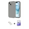 MARSİLYAN™- iPhone 14 Kılıf Yankı Yansıma Özel Seri - Siyah Bilvis 5in1 5D Magic Hayalet Cam Ekran Koruyucu + Diamond Kamera Lens - KI