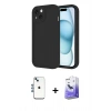 MARSİLYAN™- iPhone 14 Kılıf Yankı Yansıma Özel Seri - Siyah Bilvis 5in1 5D Magic Hayalet Cam Ekran Koruyucu + Shine Kamera Lens - MI