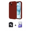 MARSİLYAN™- iPhone 14 Kılıf Yankı Yansıma Özel Seri - Siyah Bilvis 5in1 5D Magic Hayalet Cam Ekran Koruyucu + Mavi PVD Metal Kamera Lens