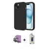 MARSİLYAN™- iPhone 14 Kılıf Yankı Yansıma Özel Seri - Siyah Bilvis Hayalet Cam Ekran Koruyucu + Raze Metal Kamera Lens - GS