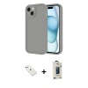 MARSİLYAN™- iPhone 14 Kılıf Yankı Yansıma Özel Seri - Siyah Bilvis Hayalet Cam Ekran Koruyucu + Diamond Kamera Lens - PE
