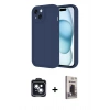 MARSİLYAN™- iPhone 14 Kılıf Yankı Yansıma Özel Seri - Siyah Bilvis Hayalet Cam Ekran Koruyucu + PVD Metal Kamera Lens - SH