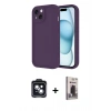 MARSİLYAN™- iPhone 14 Kılıf Yankı Yansıma Özel Seri - Siyah Bilvis Hayalet Cam Ekran Koruyucu + PVD Metal Kamera Lens - SH