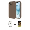 MARSİLYAN™- iPhone 14 Kılıf Yankı Yansıma Özel Seri - Siyah Buffer Cam Ekran Koruyucu + Gökkuşağı Shine Kamera Lens