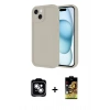 MARSİLYAN™- iPhone 14 Kılıf Yankı Yansıma Özel Seri - Siyah Buffer Cam Ekran Koruyucu + PVD Metal Kamera Lens - GS