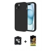 MARSİLYAN™- iPhone 14 Kılıf Yankı Yansıma Özel Seri - Siyah Buffer Cam Ekran Koruyucu + PVD Metal Kamera Lens - YL