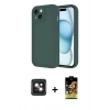 MARSİLYAN™- iPhone 14 Kılıf Yankı Yansıma Özel Seri - Siyah Buffer Cam Ekran Koruyucu + PVD Metal Kamera Lens - PE
