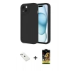 MARSİLYAN™- iPhone 14 Kılıf Yankı Yansıma Özel Seri - Siyah Buffer Cam Ekran Koruyucu + Diamond Kamera Lens - YL