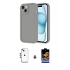 MARSİLYAN™- iPhone 14 Kılıf Yankı Yansıma Özel Seri - Siyah Buffer Hayalet Cam Ekran Koruyucu + Mavi Shine Kamera Lens