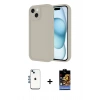 MARSİLYAN™- iPhone 14 Kılıf Yankı Yansıma Özel Seri - Siyah Buffer Hayalet Cam Ekran Koruyucu + Mavi Shine Kamera Lens