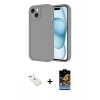 MARSİLYAN™- iPhone 14 Kılıf Yankı Yansıma Özel Seri - Siyah Buffer Hayalet Cam Ekran Koruyucu + Pembe Diamond Kamera Lens