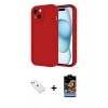 MARSİLYAN™- iPhone 14 Kılıf Yankı Yansıma Özel Seri - Siyah Buffer Hayalet Cam Ekran Koruyucu + Pembe Diamond Kamera Lens