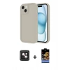MARSİLYAN™- iPhone 14 Kılıf Yankı Yansıma Özel Seri - Siyah Buffer Hayalet Cam Ekran Koruyucu + PVD Metal Kamera Lens - PE