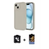 MARSİLYAN™- iPhone 14 Kılıf Yankı Yansıma Özel Seri - Siyah Buffer Hayalet Cam Ekran Koruyucu + PVD Metal Kamera Lens - GS