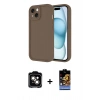 MARSİLYAN™- iPhone 14 Kılıf Yankı Yansıma Özel Seri - Siyah Buffer Hayalet Cam Ekran Koruyucu + PVD Metal Kamera Lens - TU