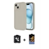 MARSİLYAN™- iPhone 14 Kılıf Yankı Yansıma Özel Seri - Siyah Buffer Hayalet Cam Ekran Koruyucu + PVD Metal Kamera Lens - YL