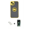 MARSİLYAN™- iPhone 14 Kılıf Yörünge Çizgi - Şeffaf 360 Full Body Arka Koruyucu + Diamond Kamera Lens - SABE