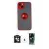 MARSİLYAN™- iPhone 14 Kılıf Yörünge Çizgi - Şeffaf 360 Full Body Arka Koruyucu + PVD Metal Kamera Lens - SH