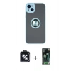 MARSİLYAN™- iPhone 14 Kılıf Yörünge Çizgi - Şeffaf 360 Full Body Arka Koruyucu + PVD Metal Kamera Lens - SH