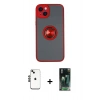 MARSİLYAN™- iPhone 14 Kılıf Yörünge Çizgi - Şeffaf 360 Full Body Arka Koruyucu + Shine Kamera Lens - SH