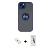 MARSİLYAN™- iPhone 14 Kılıf Yörünge Çizgi - Şeffaf Pasifik Cam Ekran Koruyucu + Diamond Kamera Lens - KI