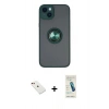 MARSİLYAN™- iPhone 14 Kılıf Yörünge Çizgi - Şeffaf Pasifik Cam Ekran Koruyucu + Diamond Kamera Lens - KI
