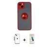 MARSİLYAN™- iPhone 14 Kılıf Yörünge Çizgi - Şeffaf Pasifik Cam Ekran Koruyucu + Shine Kamera Lens - GS