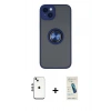 MARSİLYAN™- iPhone 14 Kılıf Yörünge Çizgi - Şeffaf Pasifik Cam Ekran Koruyucu + Shine Kamera Lens - GS