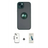 MARSİLYAN™- iPhone 14 Kılıf Yörünge Çizgi - Şeffaf Pasifik Cam Ekran Koruyucu + Shine Kamera Lens - GS