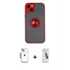 MARSİLYAN™- iPhone 14 Kılıf Yörünge Çizgi - Şeffaf Pasifik Cam Ekran Koruyucu + Shine Kamera Lens - MI
