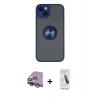 MARSİLYAN™- iPhone 14 Kılıf Yörünge Çizgi - Şeffaf Pasifik Cam Ekran Koruyucu + Raze Metal Kamera Lens - MR