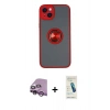 MARSİLYAN™- iPhone 14 Kılıf Yörünge Çizgi - Şeffaf Pasifik Cam Ekran Koruyucu + Raze Metal Kamera Lens - MR