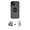 MARSİLYAN™- iPhone 14 Kılıf Yörünge Çizgi - Şeffaf Pasifik Cam Ekran Koruyucu + Raze Metal Kamera Lens - MR