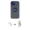 MARSİLYAN™- iPhone 14 Kılıf Yörünge Çizgi - Şeffaf Pasifik Cam Ekran Koruyucu + Diamond Kamera Lens - PE