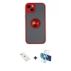 MARSİLYAN™- iPhone 14 Kılıf Yörünge Çizgi - Siyah 3D Antistatik Cam Ekran Koruyucu + Diamond Kamera Lens - SABE