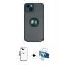 MARSİLYAN™- iPhone 14 Kılıf Yörünge Çizgi - Siyah 3D Antistatik Cam Ekran Koruyucu + Shine Kamera Lens - SH