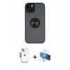 MARSİLYAN™- iPhone 14 Kılıf Yörünge Çizgi - Siyah 3D Antistatik Cam Ekran Koruyucu + Shine Kamera Lens - SH