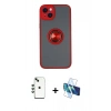 MARSİLYAN™- iPhone 14 Kılıf Yörünge Çizgi - Siyah 3D Antistatik Cam Ekran Koruyucu + Shine Kamera Lens - YL