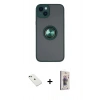 MARSİLYAN™- iPhone 14 Kılıf Yörünge Çizgi - Siyah Bilvis 3D Cam Ekran Koruyucu + Diamond Kamera Lens - YL