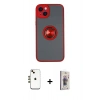 MARSİLYAN™- iPhone 14 Kılıf Yörünge Çizgi - Siyah Bilvis 3D Cam Ekran Koruyucu + Shine Kamera Lens - GD
