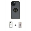 MARSİLYAN™- iPhone 14 Kılıf Yörünge Çizgi - Siyah Bilvis 3D Cam Ekran Koruyucu + Shine Kamera Lens - GD