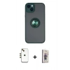 MARSİLYAN™- iPhone 14 Kılıf Yörünge Çizgi - Siyah Bilvis 3D Cam Ekran Koruyucu + Shine Kamera Lens - GD