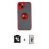 MARSİLYAN™- iPhone 14 Kılıf Yörünge Çizgi - Siyah Bilvis 3D Cam Ekran Koruyucu + PVD Metal Kamera Lens - GS