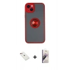 MARSİLYAN™- iPhone 14 Kılıf Yörünge Çizgi - Siyah Bilvis 3D Mat Cam Ekran Koruyucu + Diamond Kamera Lens - KI