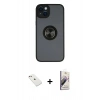 MARSİLYAN™- iPhone 14 Kılıf Yörünge Çizgi - Siyah Bilvis 3D Mat Cam Ekran Koruyucu + Diamond Kamera Lens - PE