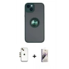 MARSİLYAN™- iPhone 14 Kılıf Yörünge Çizgi - Siyah Bilvis 3D Mat Cam Ekran Koruyucu + Shine Kamera Lens - GD